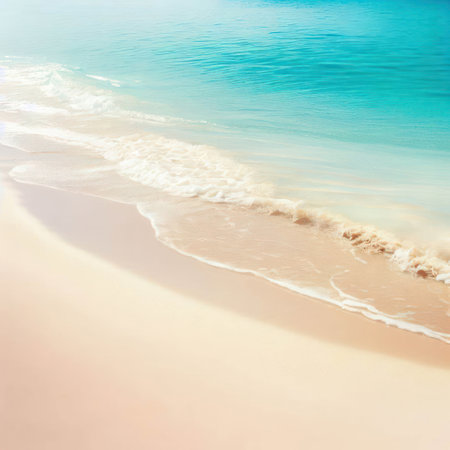 Sandy beach and sea on a sunny day.Generative AI.の素材