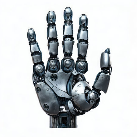 A robot hand isolated on white backgroundの素材
