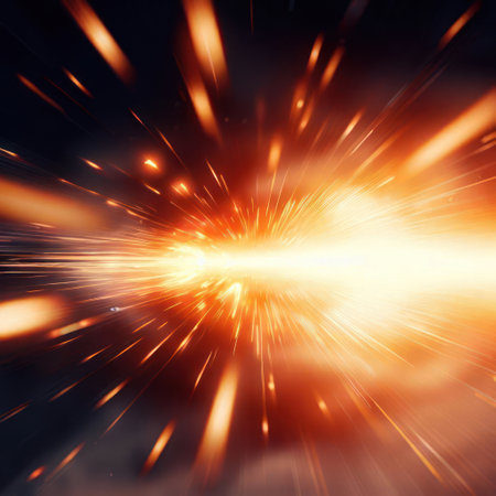 background image of sparks of fire bursting into light trails.ai generatedの素材