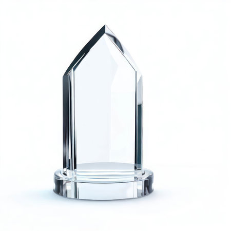 blank mockup crystal podium product display isolated on white background.AI generatedの素材