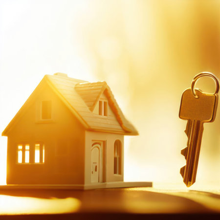 House model and keys on a wooden table.Home buying or residence concept.AI generatedの素材
