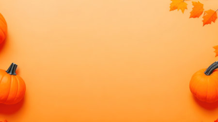 blank empty space halloween pumpkin on orange background.AI generatedの素材