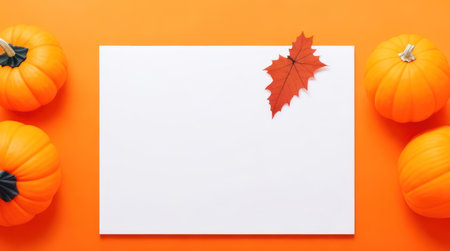 blank empty space halloween pumpkin on orange background.AI generatedの素材