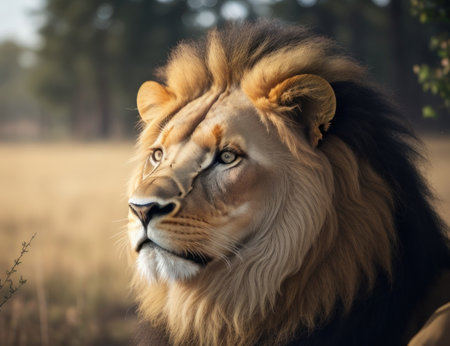 Illustration The lion king is sleeping in the grass.generative AIの素材