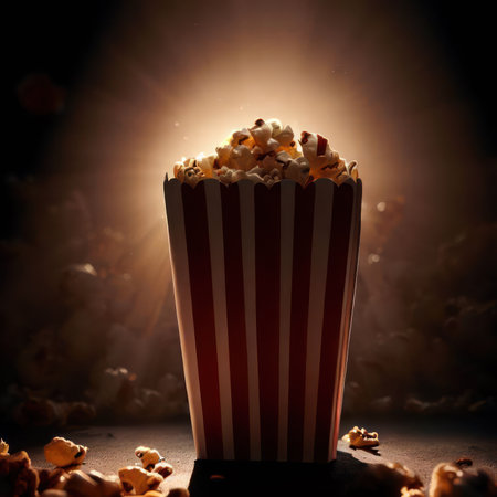 Illustration Popcorn located inside a movie theater.generative AIの素材