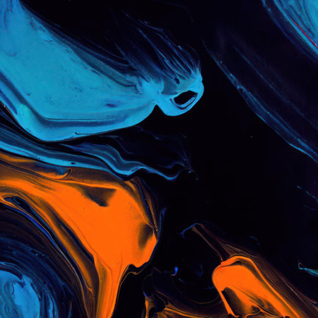 Acrylic background illustration made of black, yellow, and blue.generative AIの素材