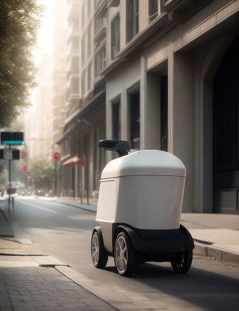 Illustration a robot delivery system concept without humans in the future.Generative AIの素材