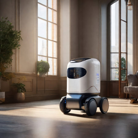 Illustration a robot delivery system concept without humans in the future.Generative AIの素材