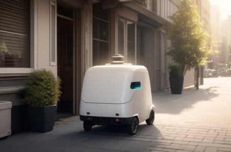 Illustration a robot delivery system concept without humans in the future.Generative AIの素材
