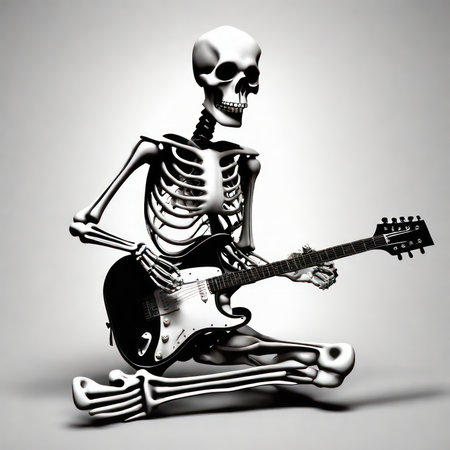 Illustration. Skeleton guitar solo isolated on white background.generative AIの素材