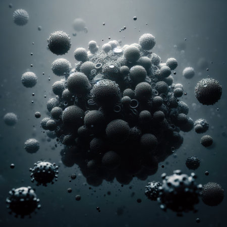 Multiplying viruses, Virus spikes. dark virus. high quality photosの素材