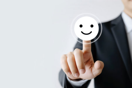 Businessman's fingers touching the screenの素材