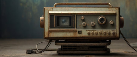 A smart robot that looks old and worn out has been in use for a long time.の素材