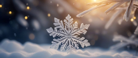 Beautiful snowflakes in winter with falling snowの素材