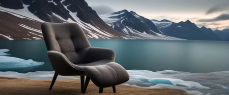 empty table on stone floor with stunning beautiful mountainの素材