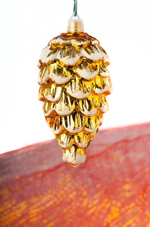 Christmas Decorations, 2 blu balls on white bacgroundの写真素材