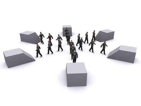 a group of businessman is walking towards stairsの写真素材