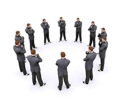 a team of businessman arranged in a circleの写真素材