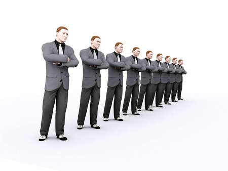 a line of business man thinking about business ideasの写真素材