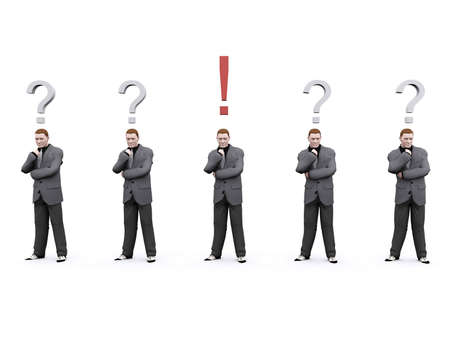 group of businessman confused with one of them have figured what to doの写真素材