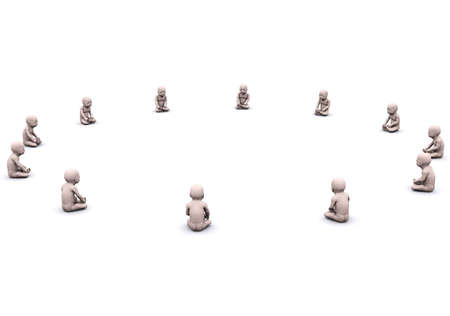 group of babies are sitting in a circleの写真素材