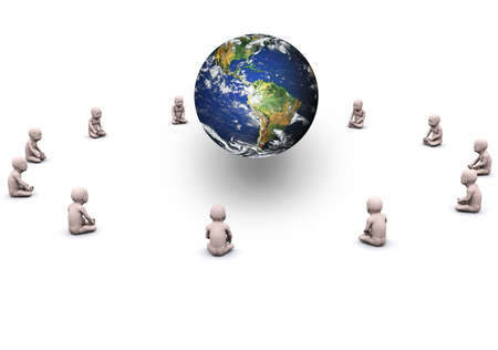 group of babies are sitting in a circleの写真素材