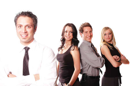 business team and its members are posing together