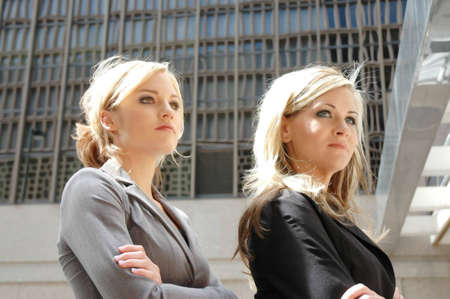 two business woman is thinking about the successful futureの写真素材