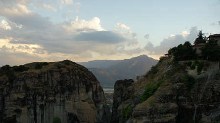 from Meteora looking southwest during sunset stunning images July 2021の写真素材