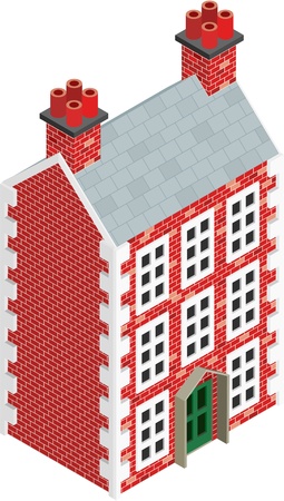 Isometric Drawing of a three story Dolls Houseのイラスト素材