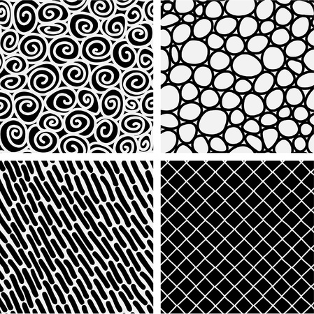 Set of 4 seamless textured pattern swatch tiles. のイラスト素材