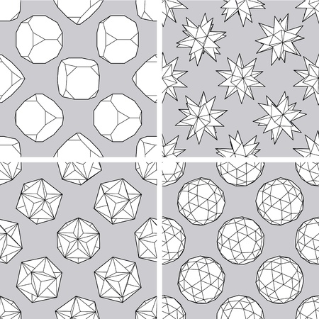 Set of four seamless 3d polygon backgroundsのイラスト素材