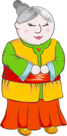 Fat Chinese Grandmother Cartoonのイラスト素材