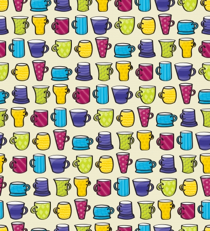  Set of cartoon style patterned mugs seamless background tile   Please note  This file is EPS10 and uses transparencies のイラスト素材