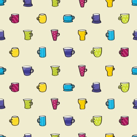 Set of cartoon style patterned mugs seamless background tile   Please note  This file is EPS10 and uses transparencies のイラスト素材