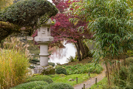 Oriental Garden with Statueの写真素材