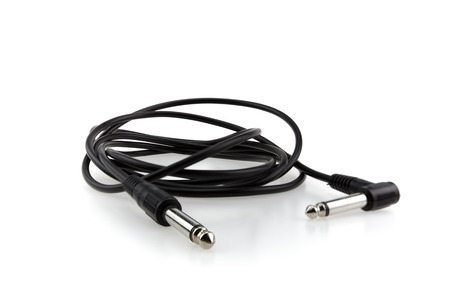 6.3mm jack stereo audio cable on white background