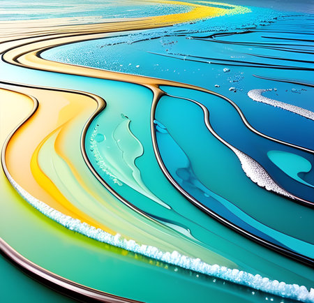 A mesmerizing abstract splash watercolor painting capturing the dynamic and ethereal essence of water in vibrant hues. Celebrate the fluidity of life with this captivating artwork.の素材