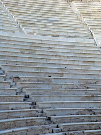 An ancient greek amphitheater ruins stairs in Athensの写真素材