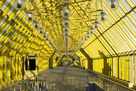 An interior view of a bridge with decorationsの写真素材