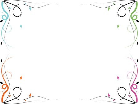 A corner plant ornament presented in four color variationsのイラスト素材