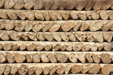 Rows of stones on a traditional masonry example