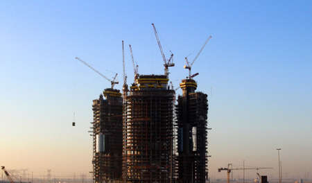 Construction process of skyscraper buildings in Dubai, UAEの写真素材