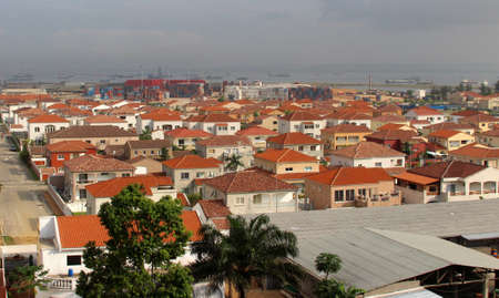 Red tiled roofs in a rich district of Pointe-Noire, Congo Republic, february 2015のeditorial素材