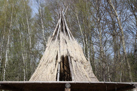 A traditional elevated house of kamchadals - nation of Kamchatkaのeditorial素材