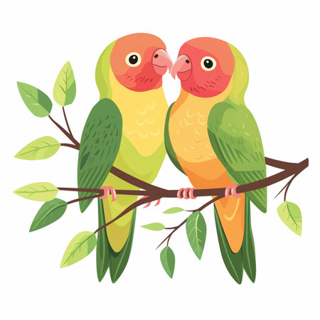 Lovebirds on a branchのイラスト素材