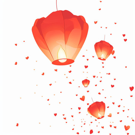 Heart shaped lanternのイラスト素材