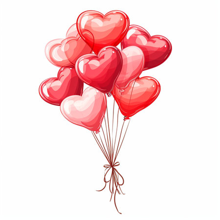 Heart Shaped Balloons bouquetのイラスト素材