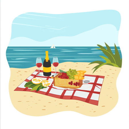 Romantic beach picnicのイラスト素材