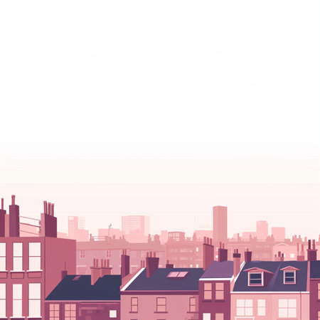 Romantic city rooftop viewのイラスト素材